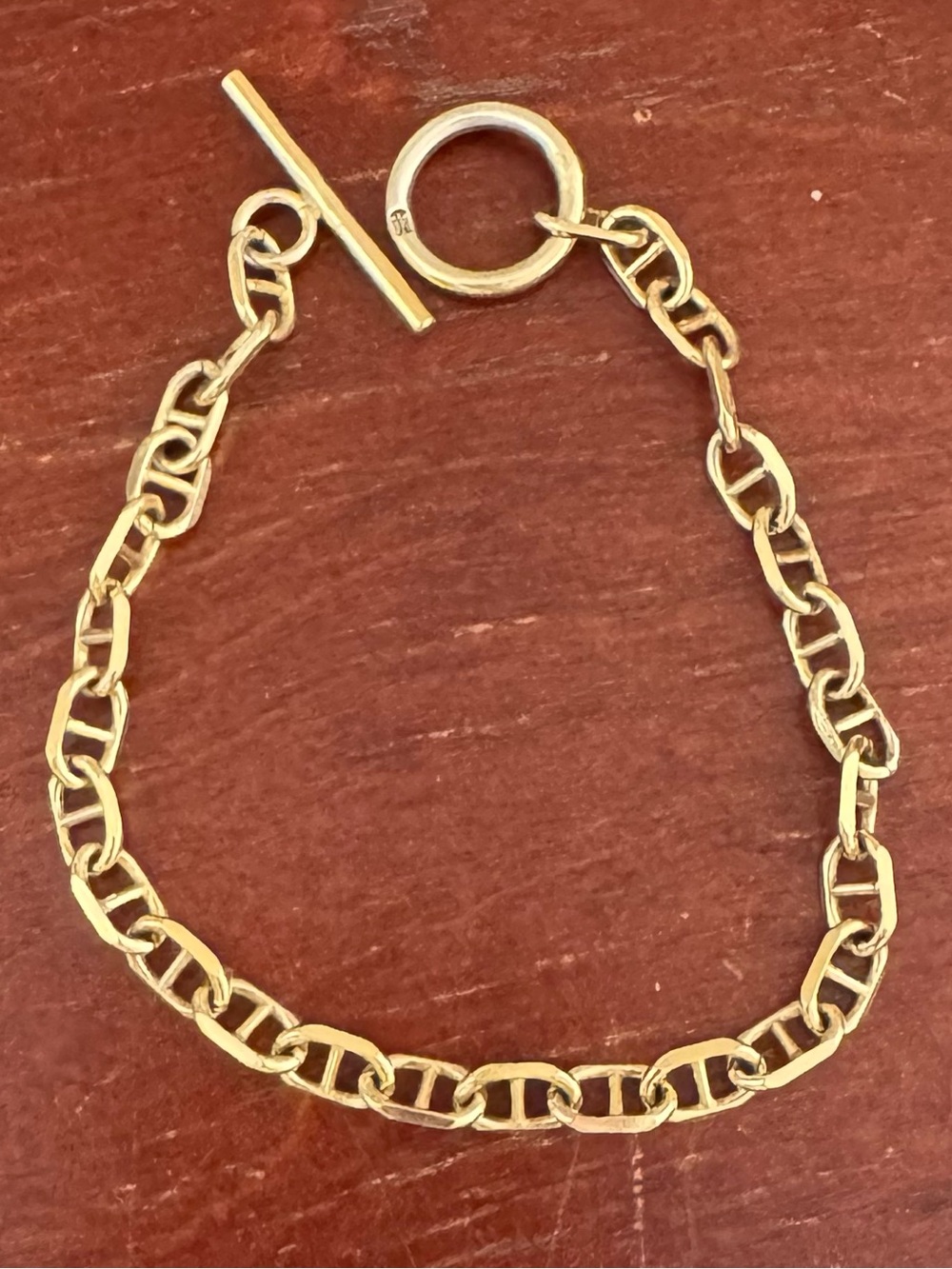 Sterling silver 925 gold chunky chain bracelet CD links Italy toggle